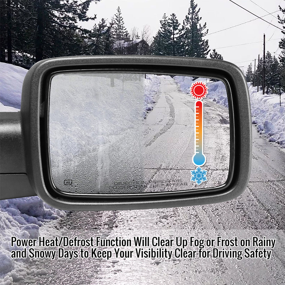 2013-2019 Dodge RAM Chrome Power Adjustable, Auto-Fold, & Heated Side Mirror w/ LED Turn Signal & Puddle Light - Passenger Side Only