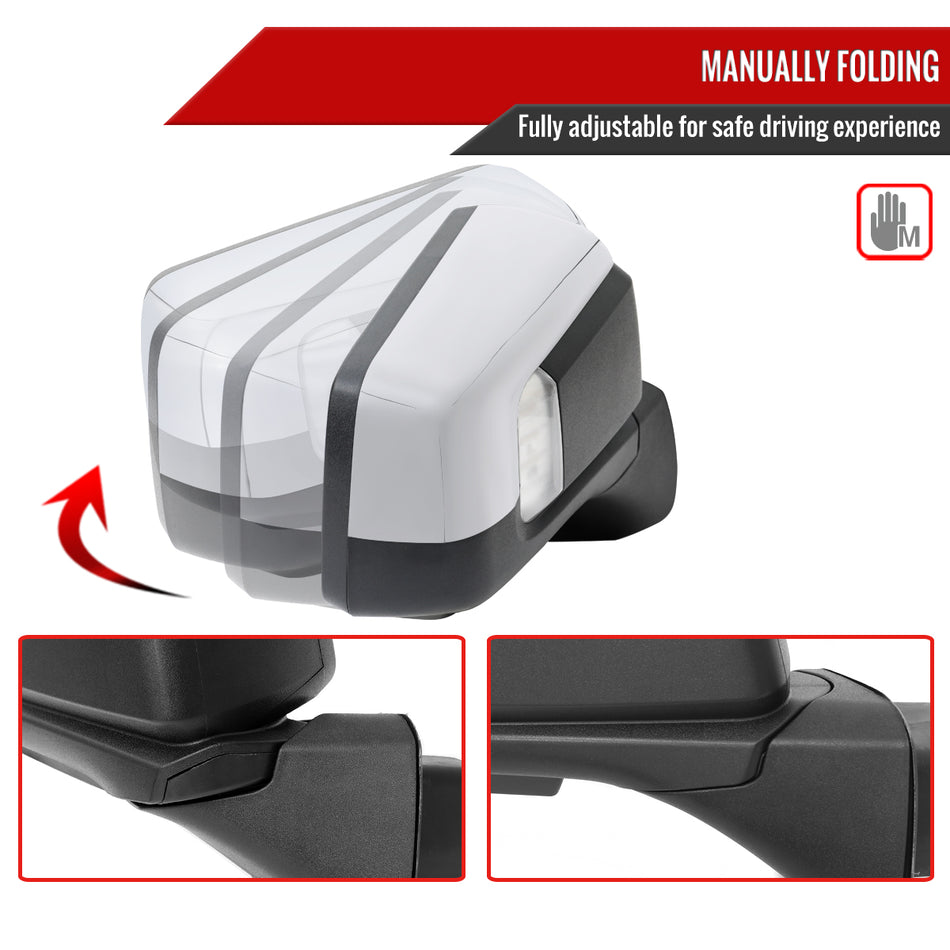 2019-2025 GMC Sierra 1500 Chrome Power Adjustable, Manual Fold, BSD & Heated Side Mirror w/ LED Puddle and Turn Signal Light - Passenger Side Only