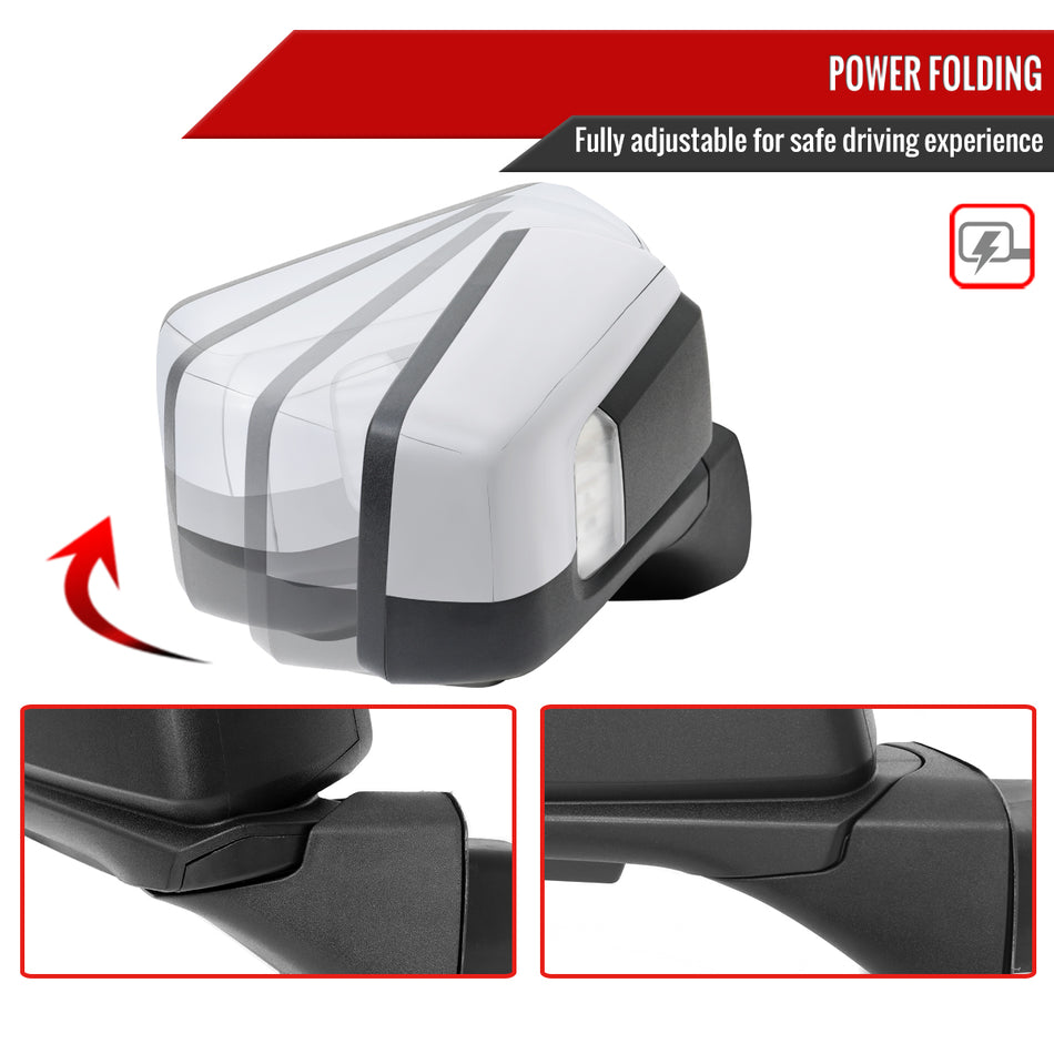 2019-2025 GMC Sierra 1500 Chrome Power Adjustable, Auto-Fold, BSD & Heated Side Mirror w/ LED Puddle and Turn Signal Light - Passenger Side Only