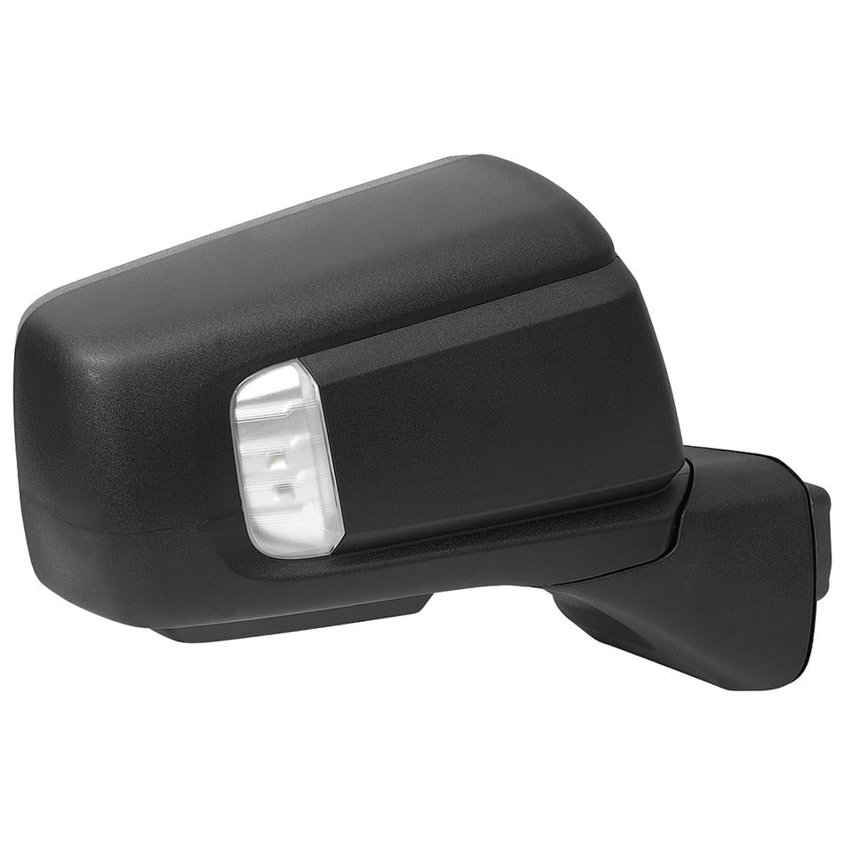 2019-2025 GMC Sierra 1500 Black Power Adjustable, Auto-Fold, BSD & Heated Side Mirror w/ LED Puddle and Auxiliary Light - Passenger Side Only