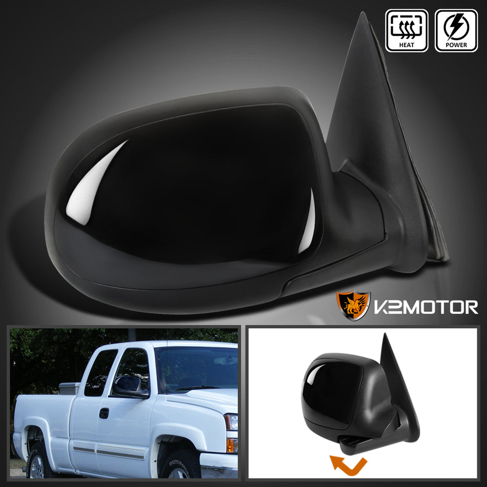 2003-2007 Chevrolet Silverado/Suburban/Avalanche/Tahoe GMC Sierra/Yukon Black Power Adjustable & Heated Side Mirror - Passenger Side Only