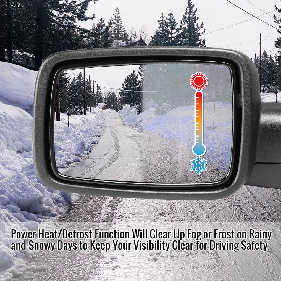 2014-2018 Chevrolet Silverado/GMC Sierra Glossy Black Power Adjustable & Heated Side Mirror w/ LED Puddle Light - Driver Side Only