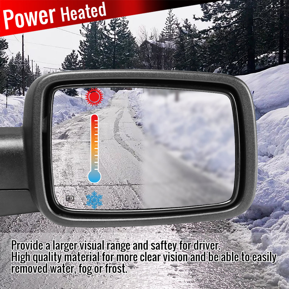 2014-2018 Chevrolet Silverado/GMC Sierra Power Adjustable, Heated, Manual Foldable Chrome Side Mirror w/ LED Turn Signal Lights - Passenger Side Only