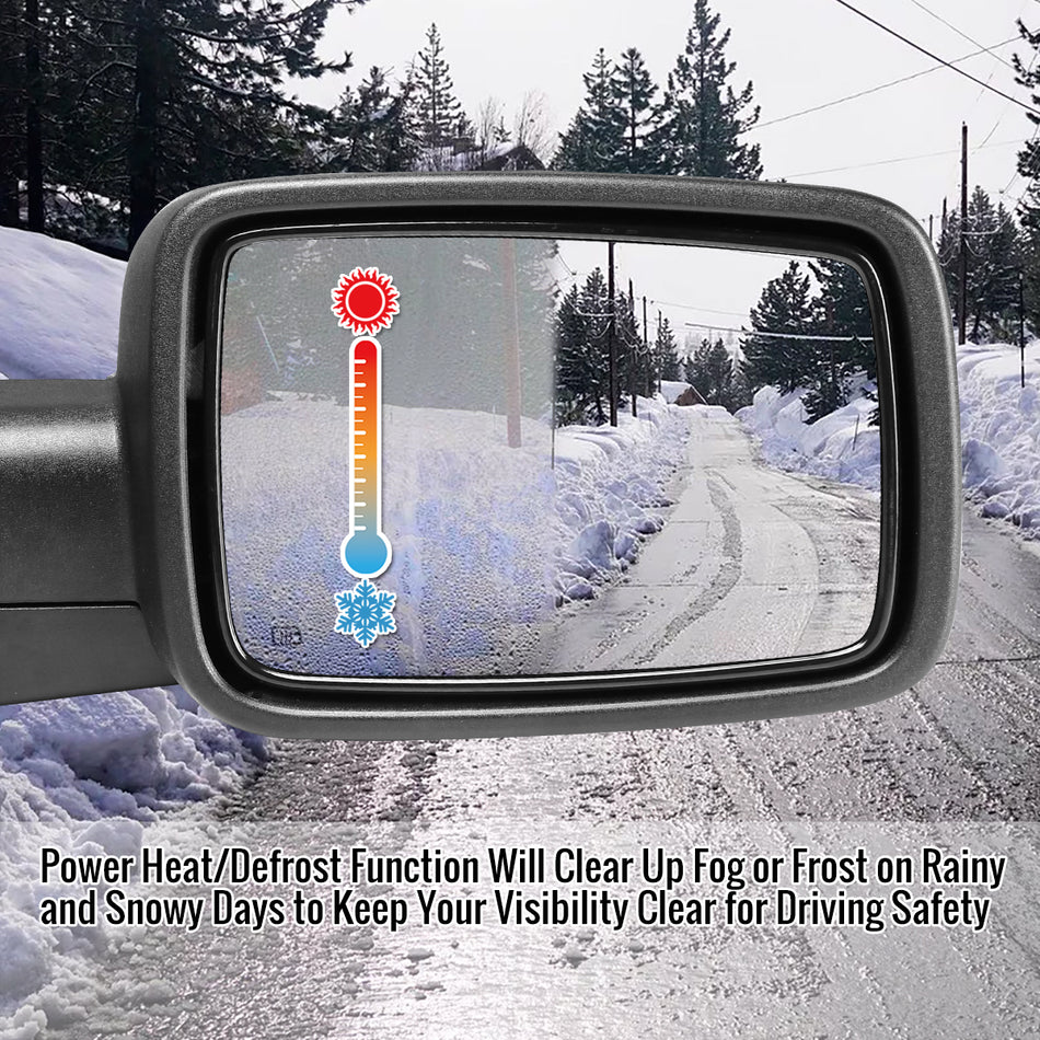 2014-2018 Chevrolet Silverado/GMC Sierra Matte Black Power Adjustable, Heated Side Mirror w/ LED Puddle Light - Passenger Side Only