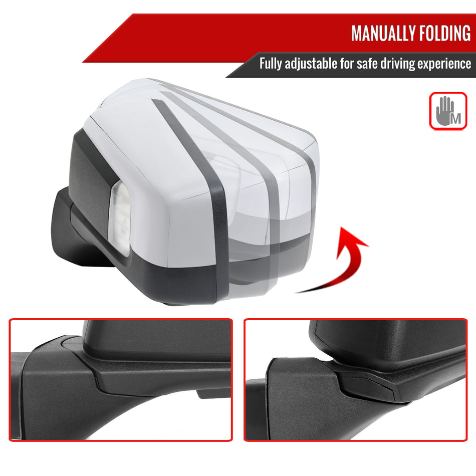 2019-2025 Chevrolet Silverado 1500 Chrome Power Adjustable, Manual Fold, BSD & Heated Side Mirror w/ LED Puddle and Turn Signal Light - Driver Side Only