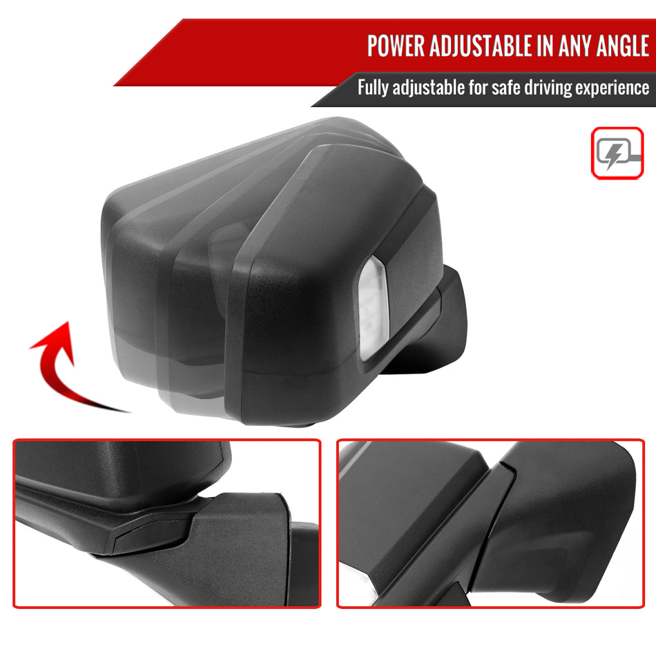 2019-2025 Chevrolet Silverado 1500 Black Power Adjustable, Auto-Fold, BSD & Heated Side Mirror w/ LED Puddle and Auxiliary Light - Passenger Side Only