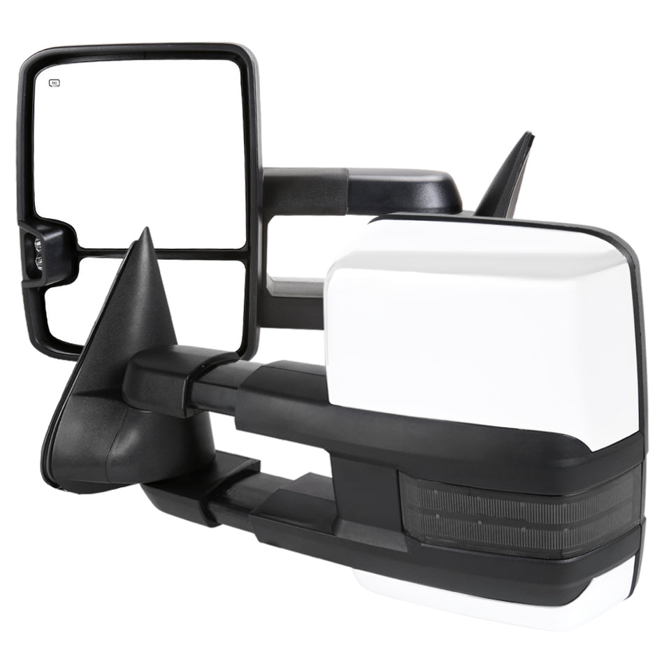 1988-2000 Chevrolet C/K Tahoe GMC Yukon/Suburban Power Adjustable, Heated, & Manual Extendable Towing Mirrors w/ LED Amber Smoked Turn Signal & Clearance Lights
