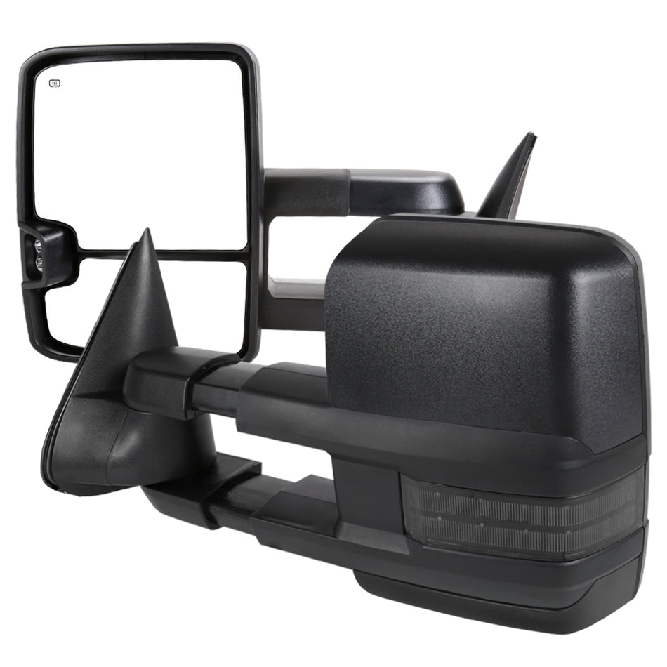 1988-2000 Chevrolet C/K Tahoe GMC Yukon/Suburban Power Adjustable, Heated, & Manual Extendable Towing Mirrors w/ LED Smoked Lens Turn Signal & Clearance Lights
