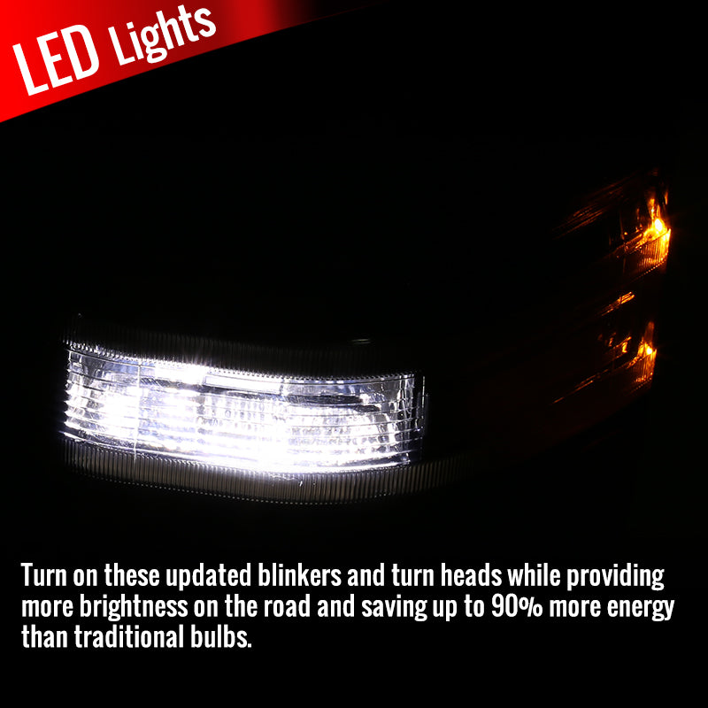 2017-2019 Ford F-250/F-350/F-450/F-550 Super Duty Power Adjustable, Heated, BSM, ATS, & Manual Extendable Towing Mirrors w/ Smoked Lens LED Turn Signal, Clearance, & Auxiliary Lights