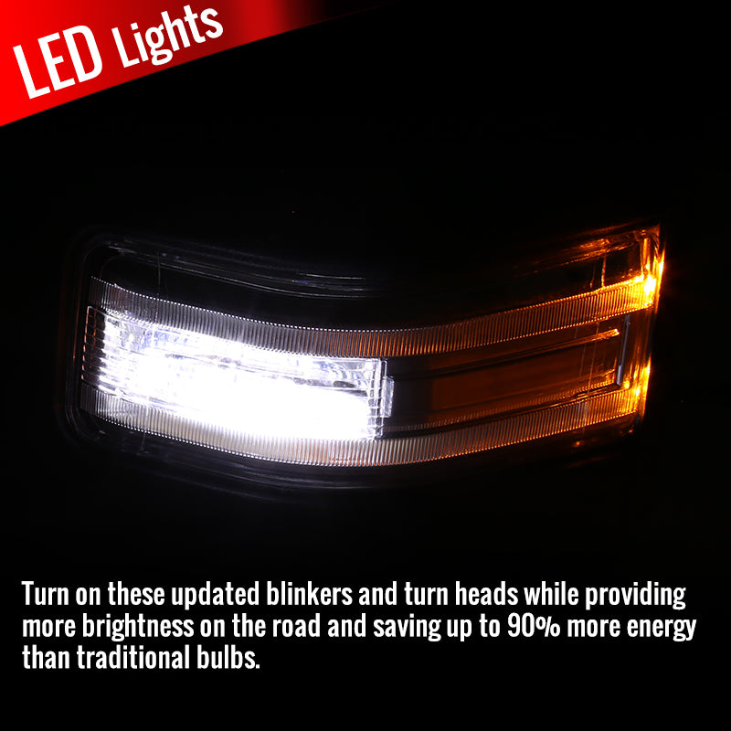 2017-2019 Ford F-250/F-350/F-450/F-550 Super Duty Power Adjustable, Heated, BSM, ATS, & Manual Extendable Towing Mirrors w/ Clear Lens LED Turn Signal, Clearance, & Auxiliary Lights