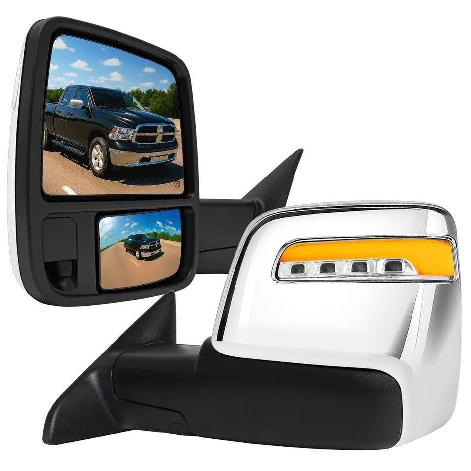 2009-2012 Dodge RAM 1500 Chrome Power Heated 2023 Style Towering Mirror w/ Sequential Signal