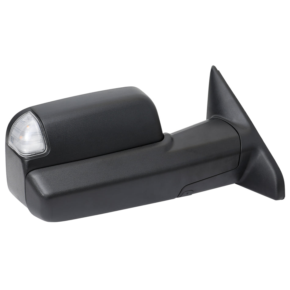 2019-2022 Ram 2500 3500 Black Power Adjustable, Manual Fold, BSD & Heated Side Mirror w/ LED Puddle and Turn Signal Light - Passenger Side Only
