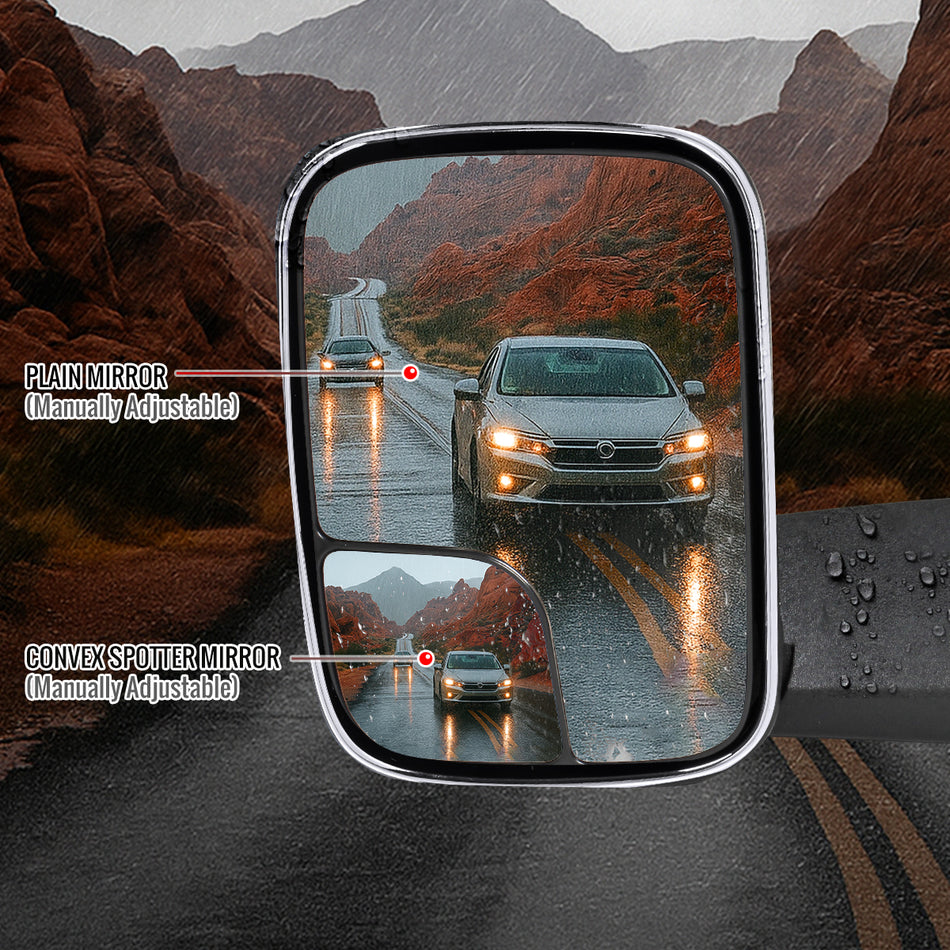 1994-2001 Dodge RAM / 1994-2002 Ram 2500 Chrome Manual Adjustable & Extendable Towing Mirrors