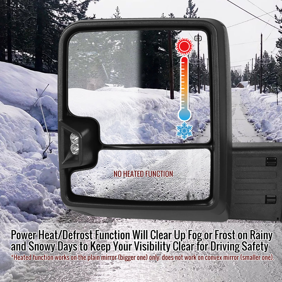 2007-2013 GMC Sierra Silverado 1500 Power Adjustable, Heated, & Manual Extendable Towing Mirrors w/ Clear Lens LED DRL, Turn Signal and Clearance Lights