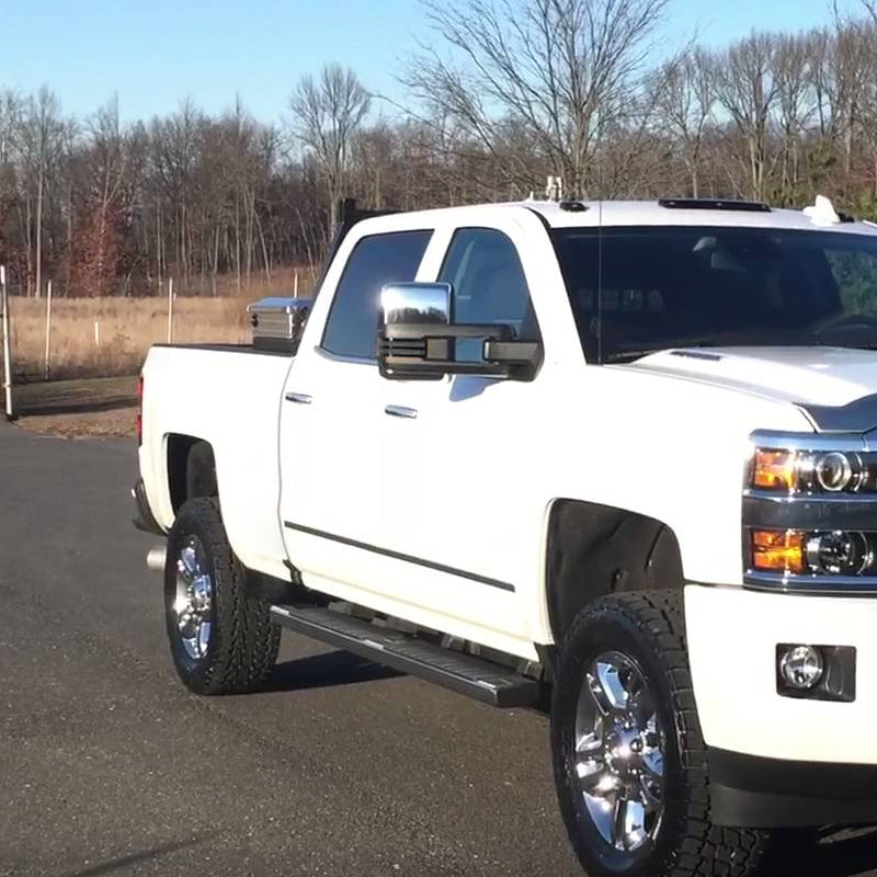 2014-2018 Chevrolet Silverado/GMC Sierra Power Adjustable, Heated, & Manual Extendable Chrome Towing Mirrors w/ Smoked Lens LED Turn Signal & Clearance Lights