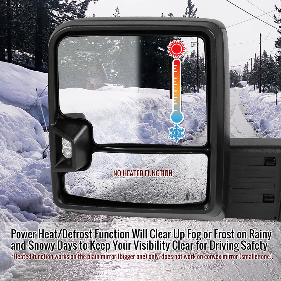 2014-2018 Silverado Sierra 1500 1500 Power Adjustable, Heated, & Manual Extendable Towing Mirrors w/ Smoked Lens LED DRL, Turn Signal and Clearance Lights