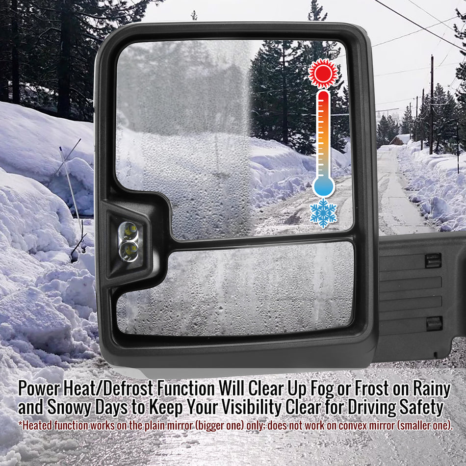 2019-2025 Chevrolet Silverado 1500 Power Adjustable, Heated, & Manual Extendable Chrome Towing Mirrors w/ Clear Lens LED Turn Signal & Clearance Lights