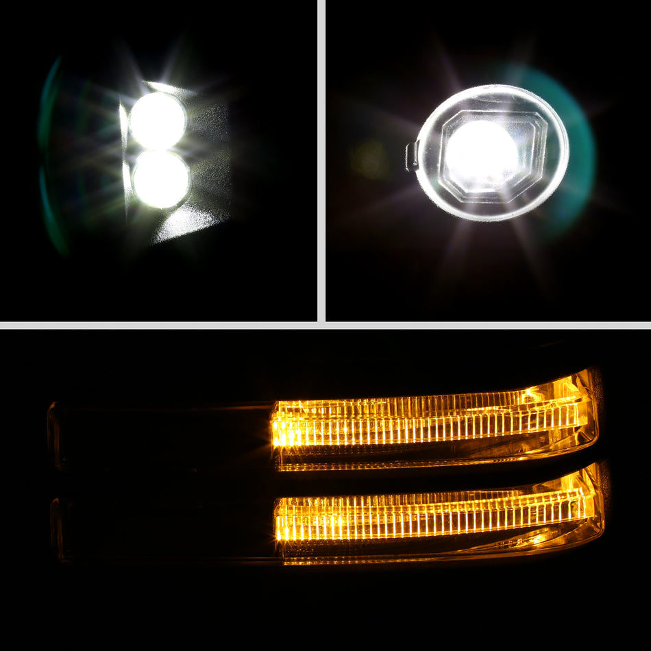 2019-2025 Chevrolet Silverado 1500 Power Adjustable, Heated, & Manual Extendable Black Towing Mirrors w/ Smoked Lens LED Turn Signal & Clearance Lights