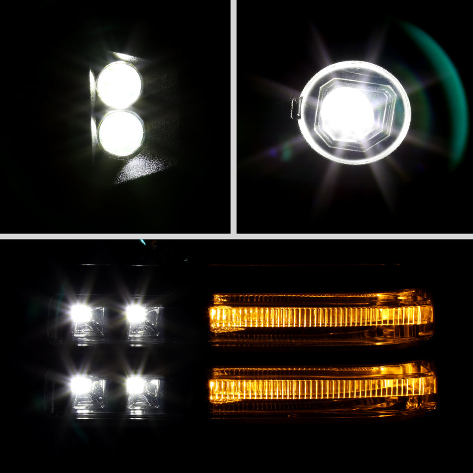 2020-2025 Chevrolet Silverado/GMC Sierra 2500HD/3500HD Power Adjustable, Heated, & Manual Extendable Chrome Towing Mirrors w/ Clear Lens LED Turn Signal & Clearance Lights