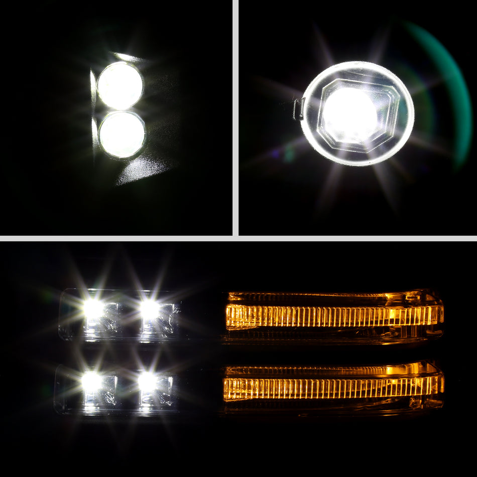 2020-2025 Chevrolet Silverado/GMC Sierra 2500HD/3500HD Power Adjustable, Heated, & Manual Extendable Black Towing Mirrors w/ Smoked Lens LED Turn Signal & Clearance Lights