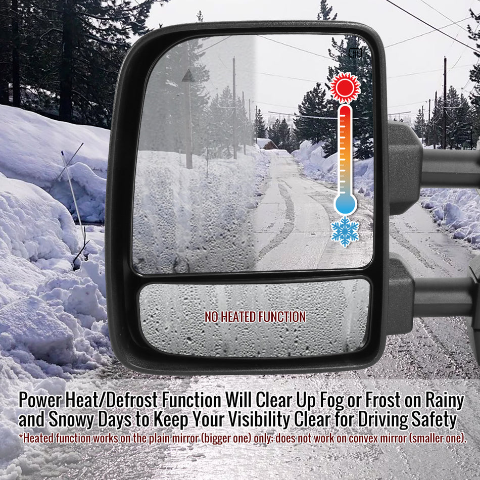 2016-2022 Nissan Titan Power Adjustable, BSM, Memory Fuction, & Manually Extendable Chrome Towing Mirrors with Clear Lens LED Turn Signal & Puddle Lights