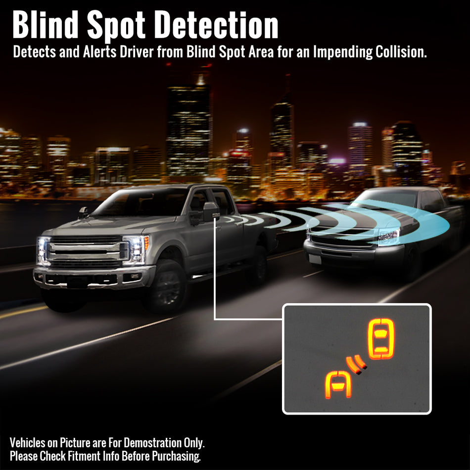 2022-2024 Toyota Tundra Matte Black Power Power Plane Mirror w/ Manual Convex Mirror, Manual Fold & Rotate, BSD, Heated Plane Mirror and LED Turn Signal Light