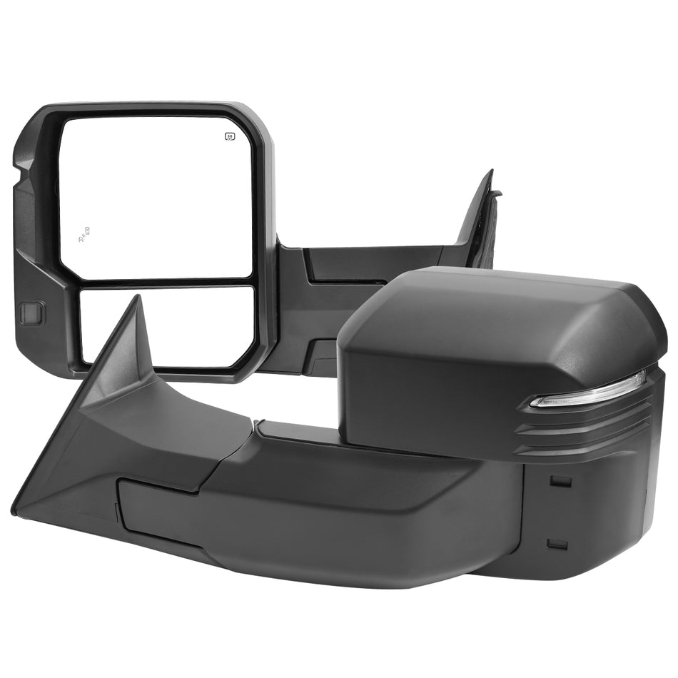 2022-2024 Toyota Tundra Matte Black Power Power Plane Mirror w/ Manual Convex Mirror, Manual Fold & Rotate, BSD, Heated Plane Mirror and LED Turn Signal Light