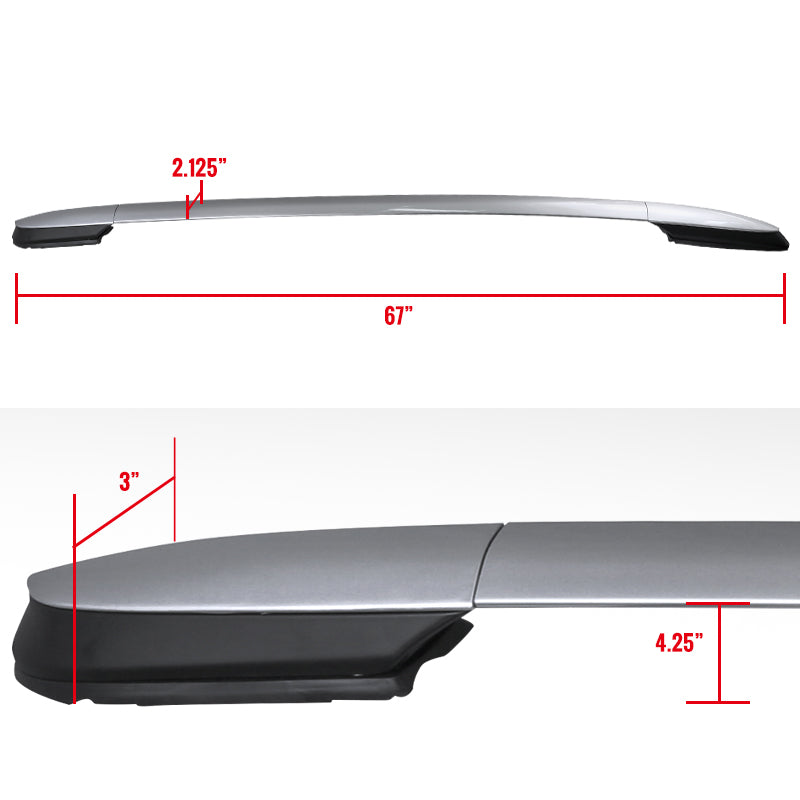 2013-2018 Toyota Rav4 Adjustable Roof Rack Cross Bars (Silver)