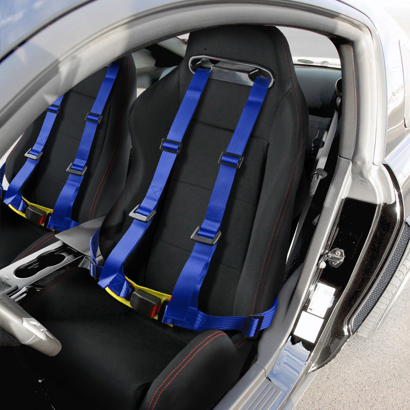 Universal Blue 4 Point Racing Seat Belt Buckle Safety Harness - 2PC