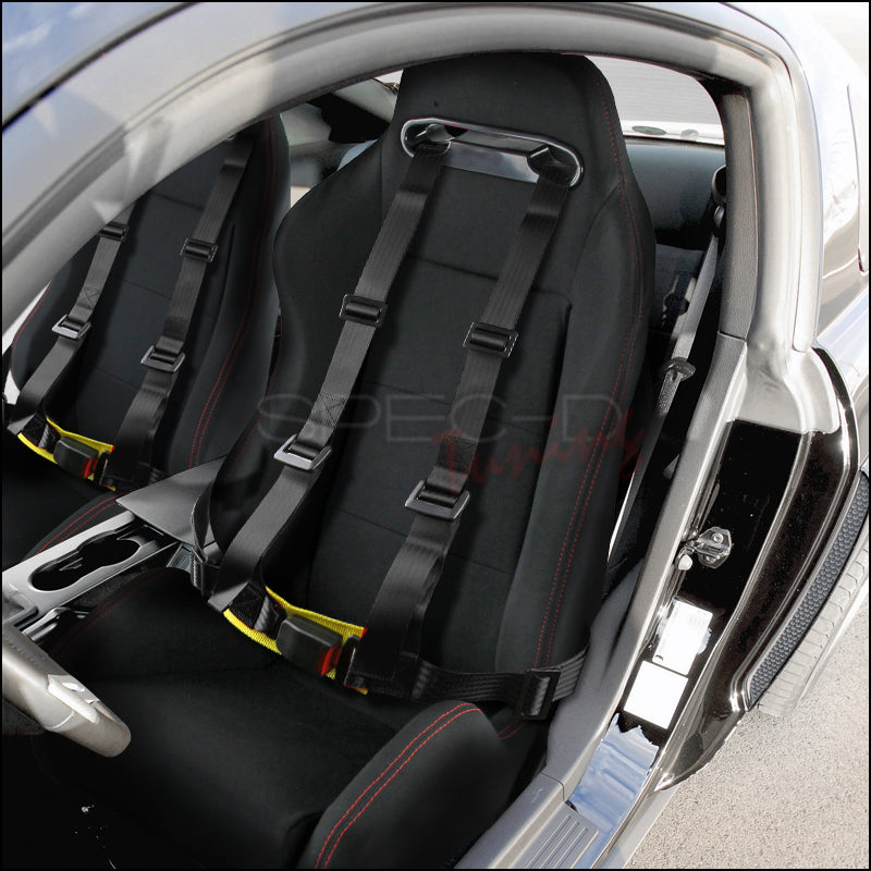 Universal Black 4 Point Racing Seat Belt Buckle Safety Harness - 2PC