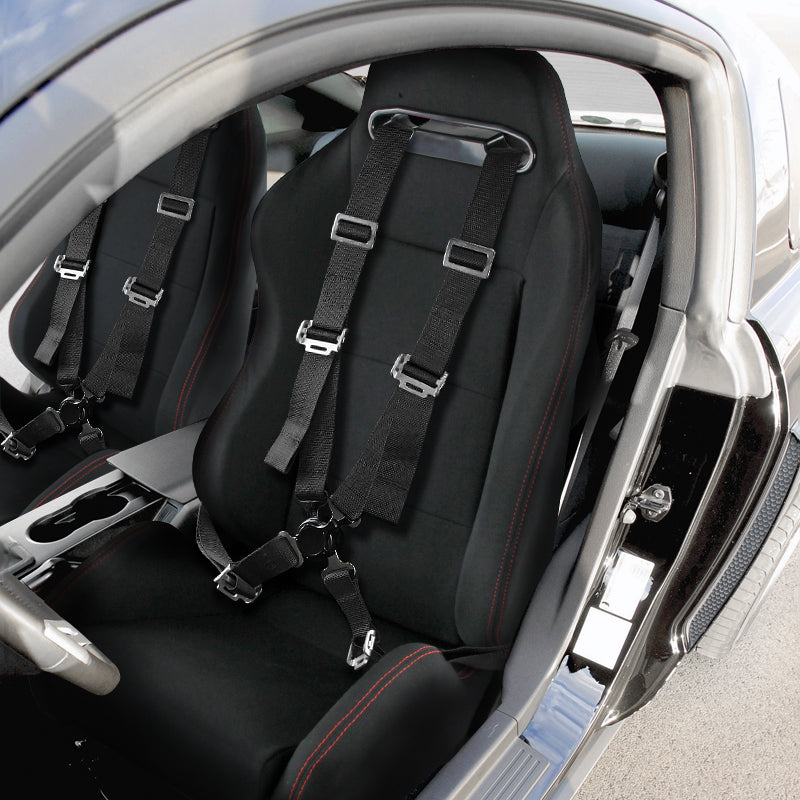 Universal Black 4 Point Quick Release Camlock Racing Seat Belt Safety Harness - 2PC