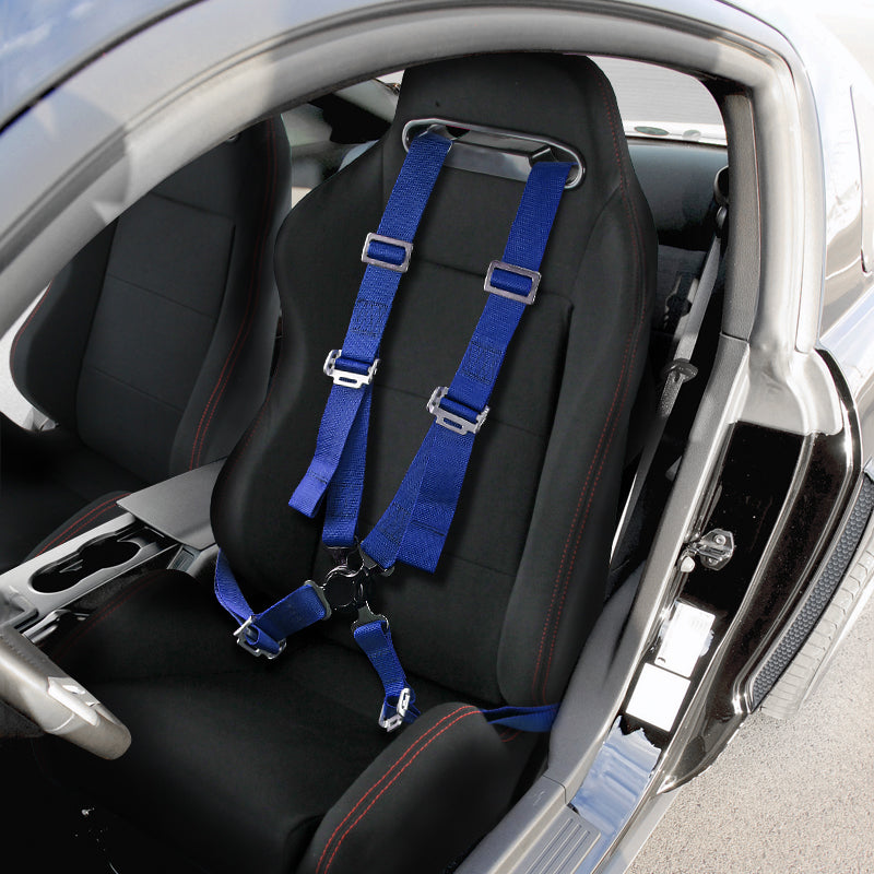 Universal Blue 4 Point Quick Release Camlock Racing Seat Belt Safety Harness