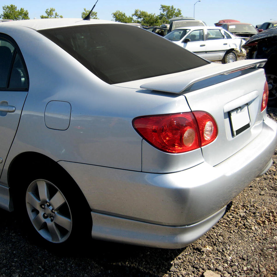 2003-2008 Toyota Corolla Grey Primer ABS OE Style Rear Trunk Spoiler Wing w/ LED Brake Light