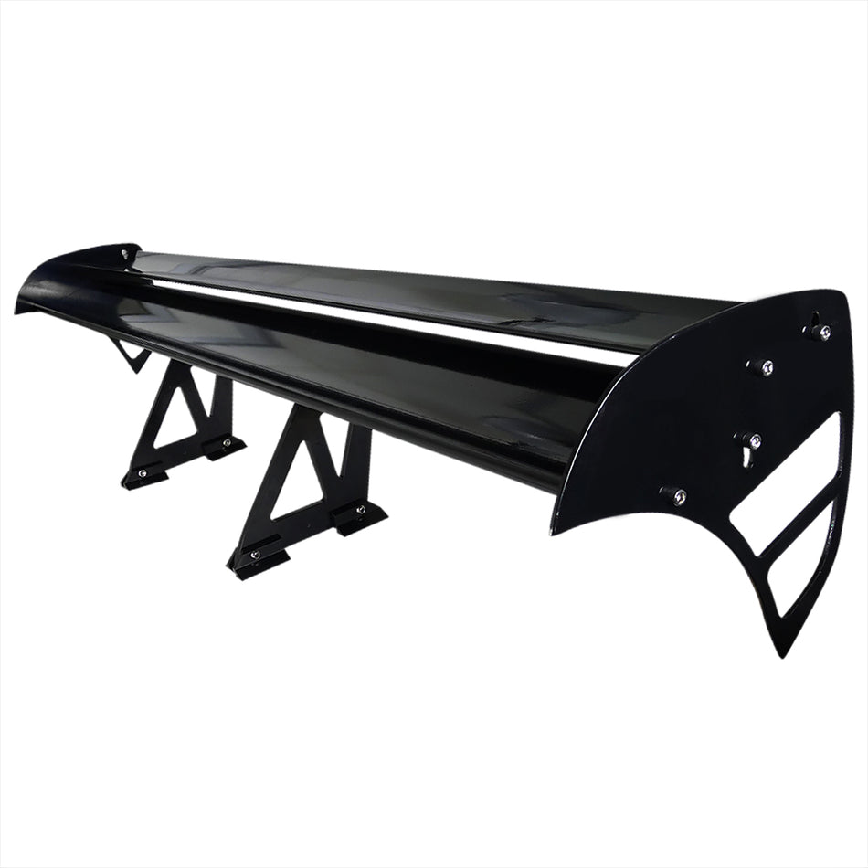 Universal 52" Adjustable Double Deck Black Aluminum Spoiler
