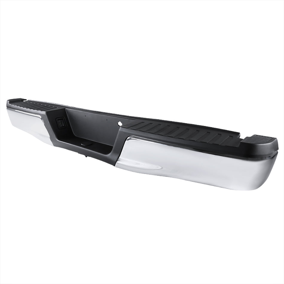 2015-2018 Ford F-150 Chrome Stainless Steel Factory Style Replacement Rear Step Bumper w/ License Lamps