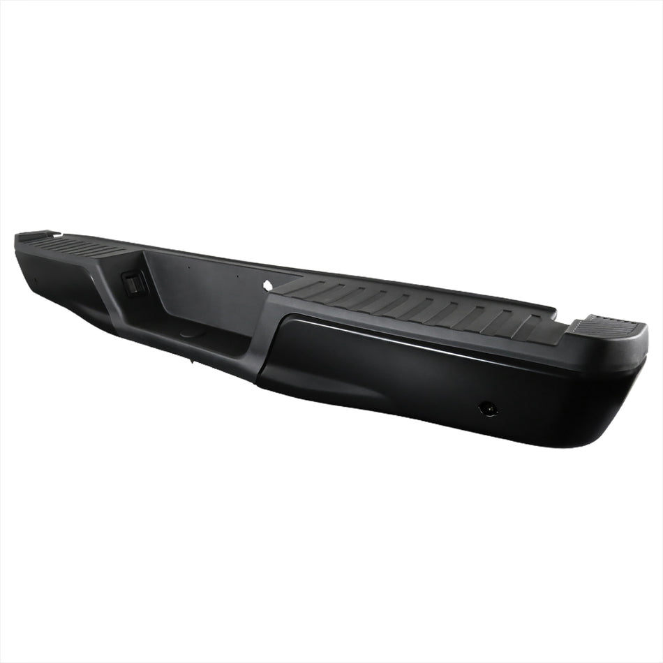 2015-2018 Ford F-150 Black Stainless Steel Factory Style Replacement Rear Step Bumper w/ License Lamps & Sensor Holes