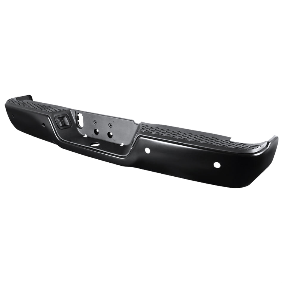 2009-2018 Dodge RAM 1500/2500/3500 Black Stainless Steel Factory Style Replacement Rear Step Bumper w/ License Lamp & Sensor Holes