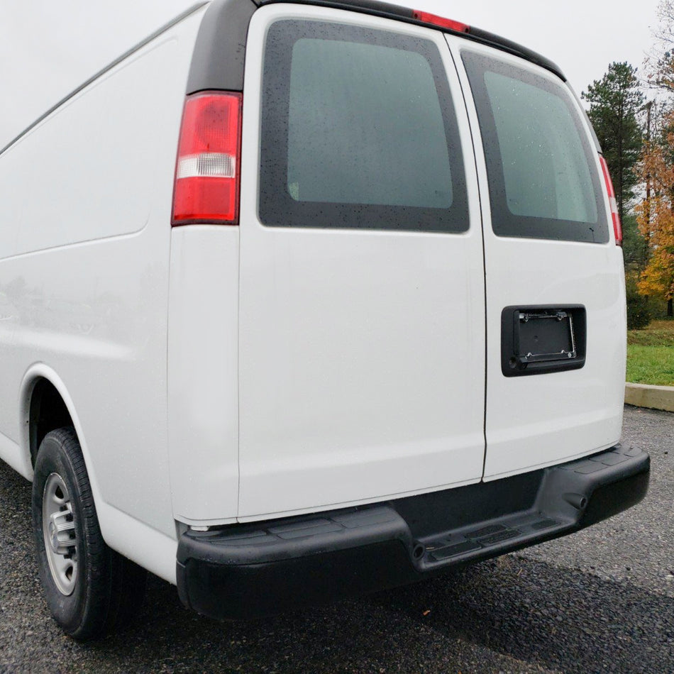 2013-2017 Chevrolet Express/GMC Savana Van Black Stainless Steel Factory Style Replacement Rear Step Bumper w/ Parking Sensor Hole
