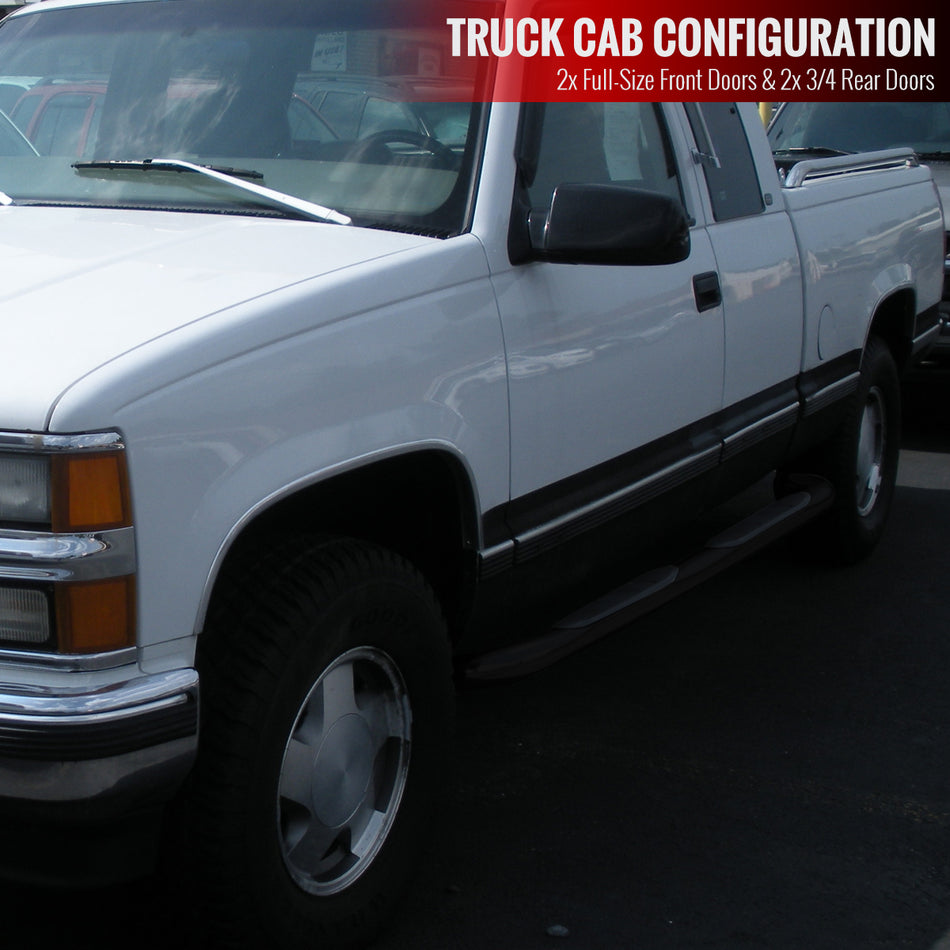 1988-1998 Chevrolet GMC C/K Pickup 2DR Extended Cab 3" Black Stainless Steel Side Step Nerf Bars