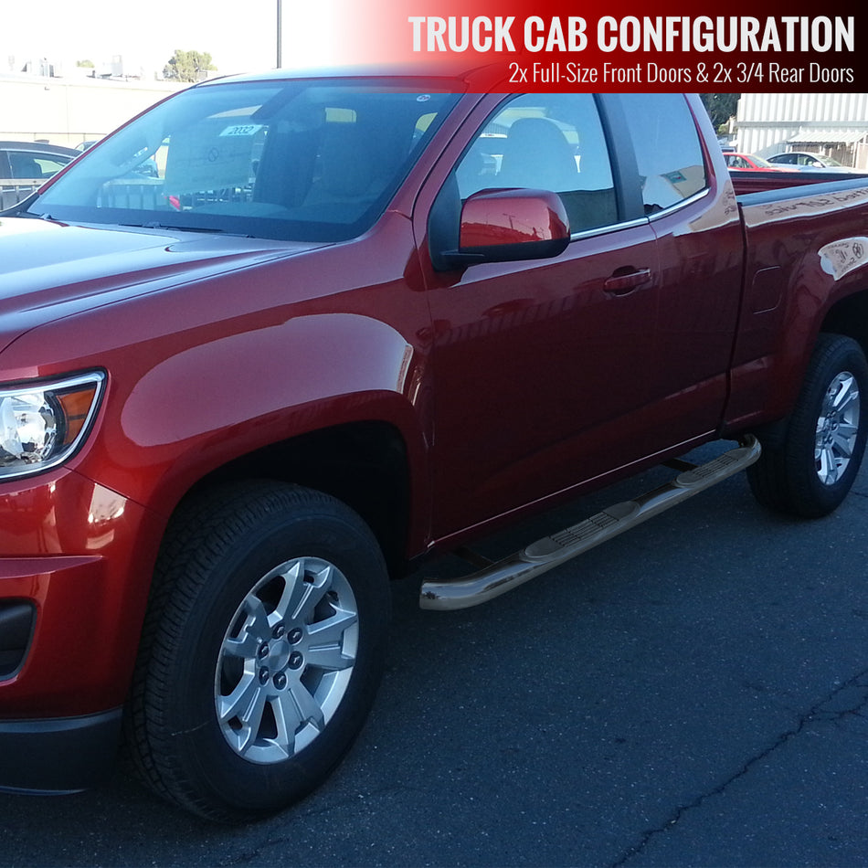 2015-2021 Chevrolet Colorado/GMC Canyon Extended Cab 3" Chome Stainless Steel Side Step Nerf Bars