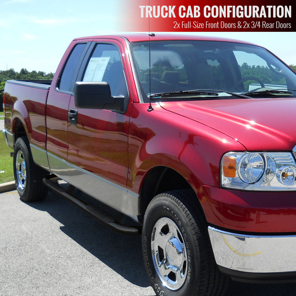 2004-2008 Ford F-150 Super Cab 3" Black Stainless Side Step Nerf Bars