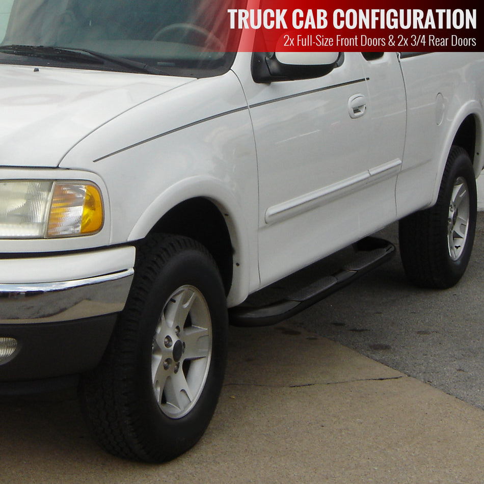 1999-2004 Ford F-150/F-250 Super Cab 3" Black Stainless Steel Side Step Nerf Bars