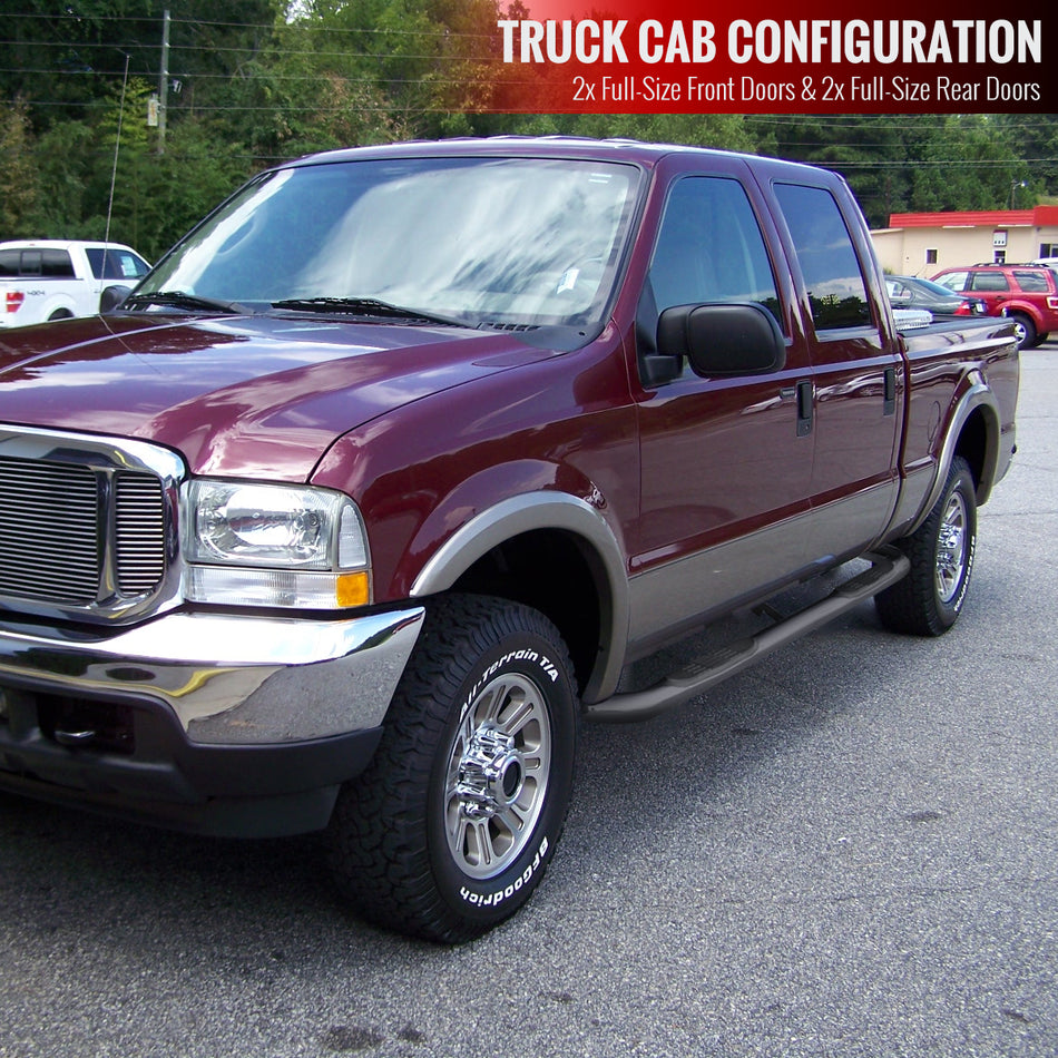 1999-2016 Ford F-250/F-350/F-450/F-550 SuperCrew 3" Black Stainless Steel Side Step Nerf Bars