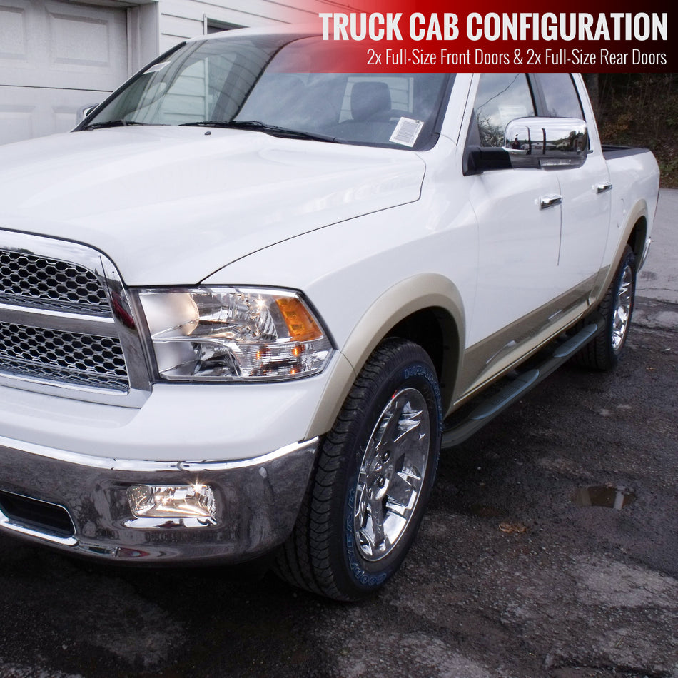 2009-2018 Dodge RAM 1500 / 2010-2024 RAM 2500 3500 4500 5500 Crew Cab 3" Black Stainless Steel Side Step Nerf Bars
