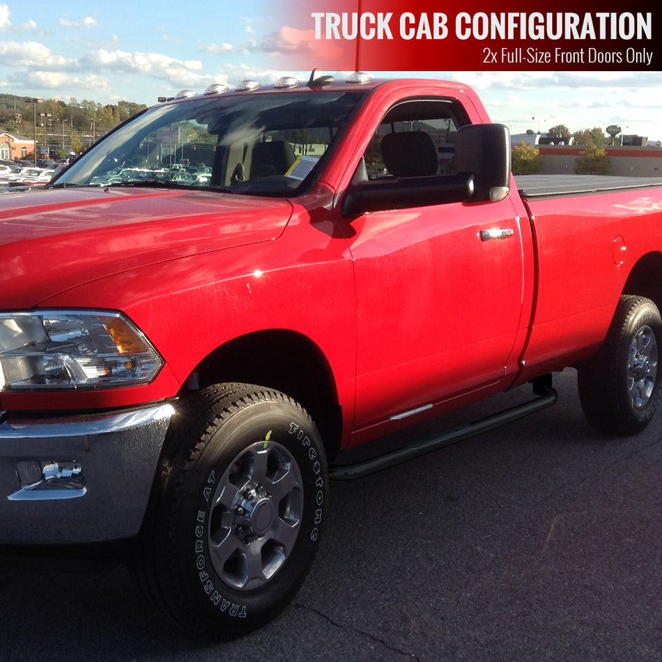 2009-2018 Dodge RAM 1500 / 2010-2021 RAM 2500 3500 4500 5500 Regular Cab 3" Black Stainless Steel Side Step Nerf Bars