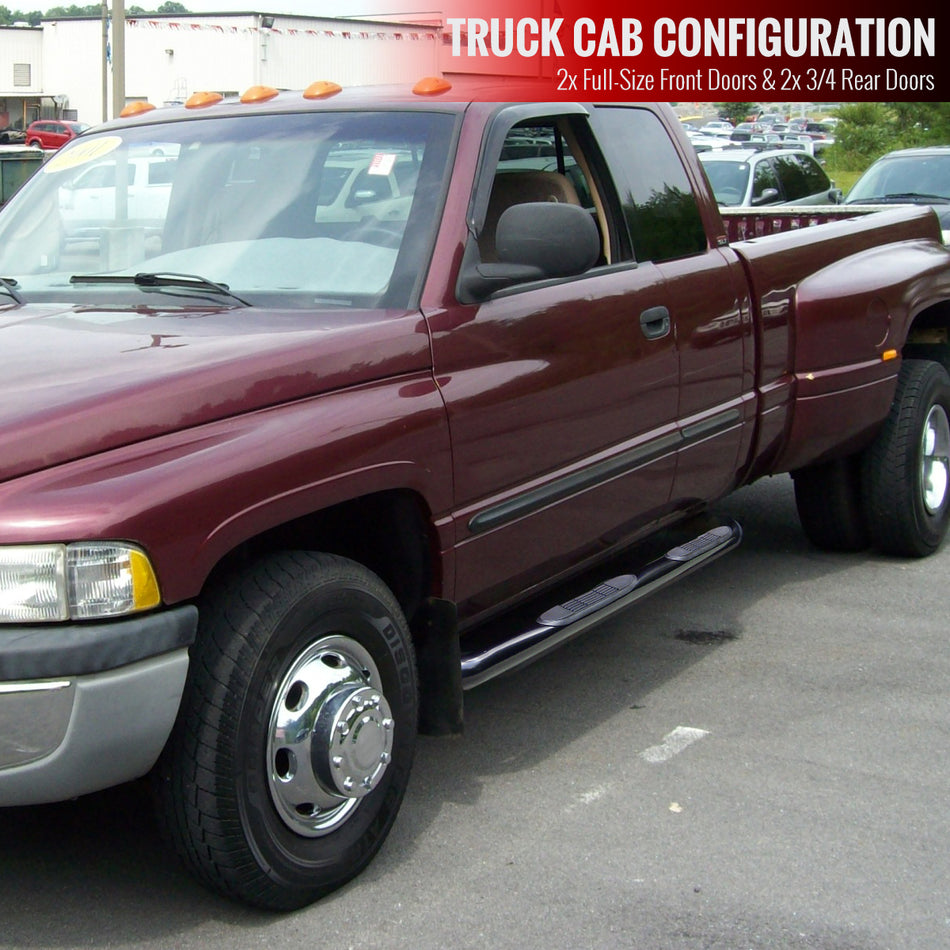 1994-2002 Dodge RAM Quad Cab 3" Black Stainless Steel Side Step Nerf Bars