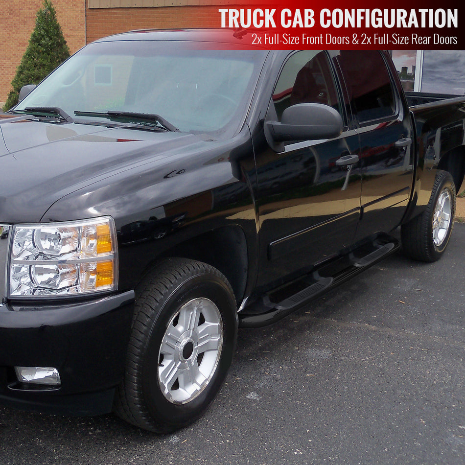 2001-2018 Chevrolet Silverado/GMC Sierra Crew Cab Black Stainless Steel Side Step Nerf Bars