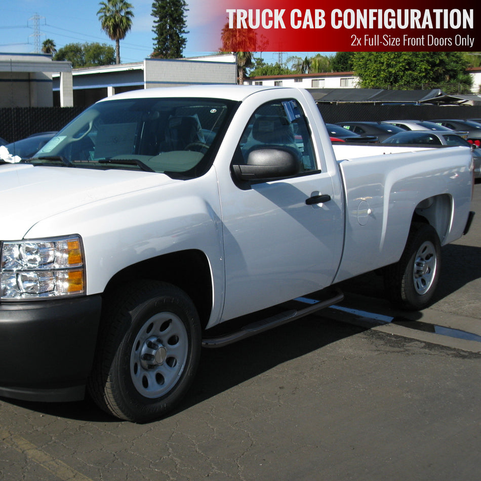 1999-2018 Chevrolet GMC Silverado/Sierra 1500/2500/3500 Regular Cab 3" Black Stainless Steel Side Step Nerf Bars