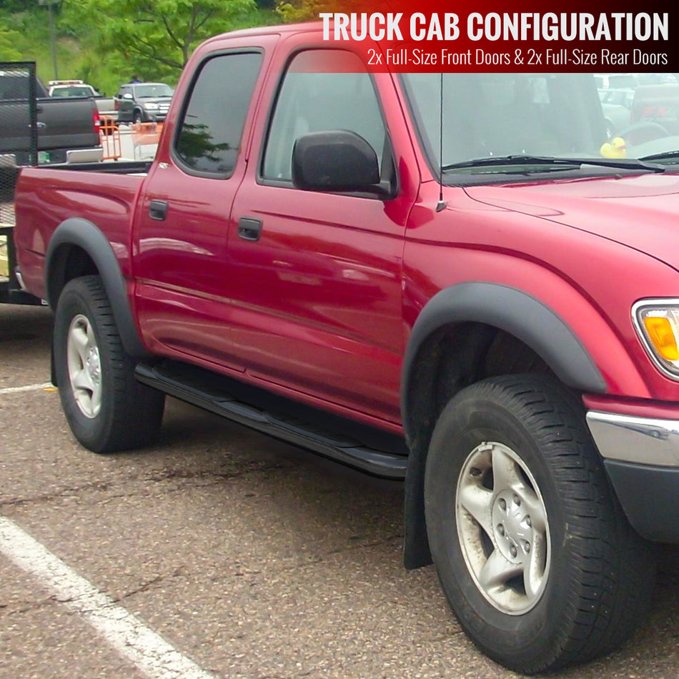 2001-2004 Toyota Tacoma Double Cab/Crew Cab Black Stainless Steel Side Step Nerf Bars
