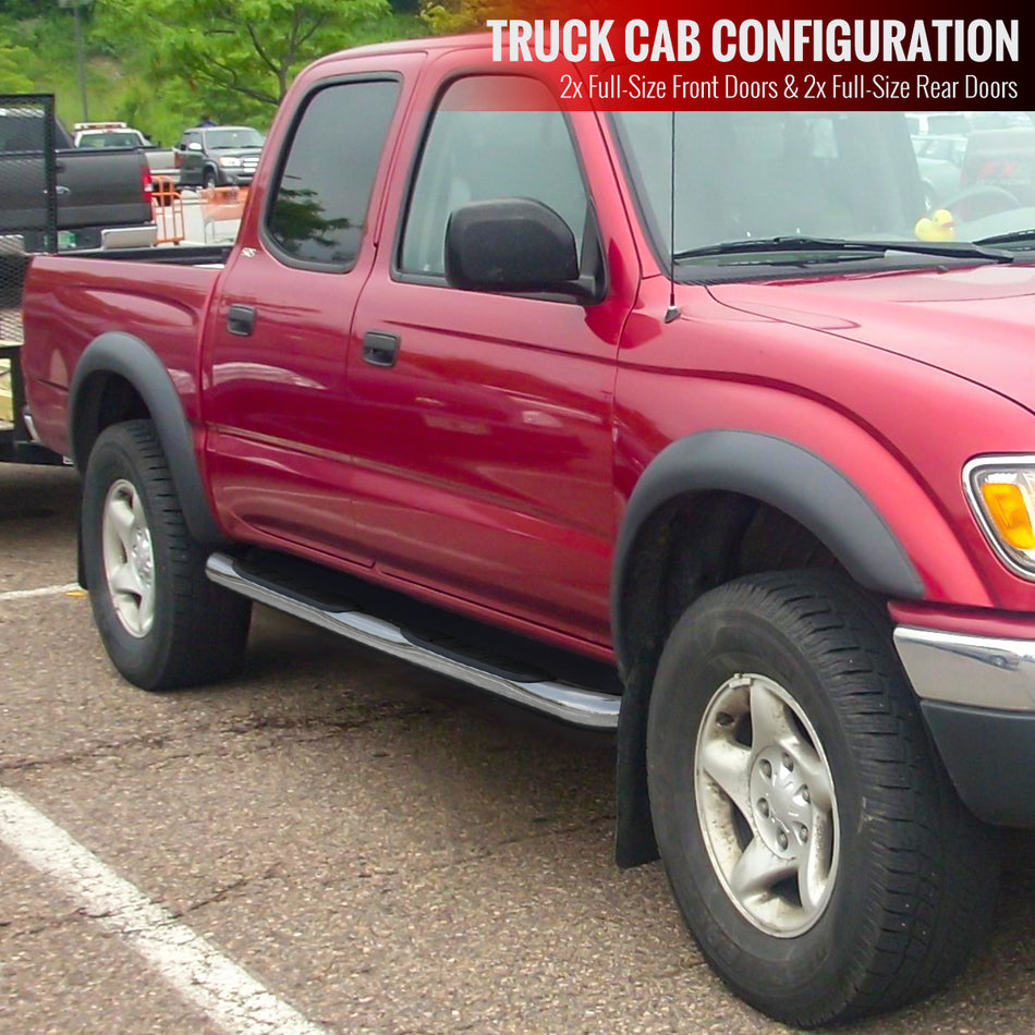2001-2004 Toyota Tacoma Double Cab/Crew Cab Chrome Stainless Steel Side Step Nerf Bars